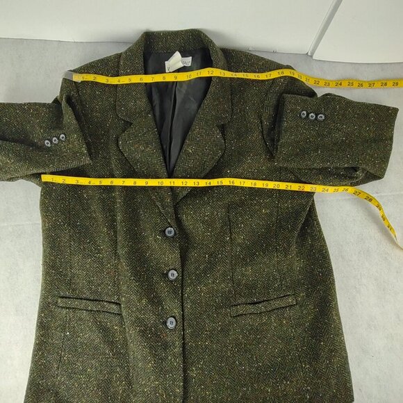 White Stag Wool Blend Tweed Blazer Coat Green Plus Size 20W 3 Button Jacket - Picture 8 of 11